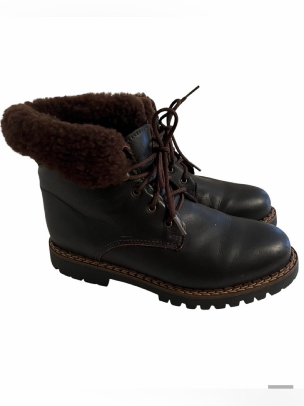 Sorel Brown "Pisa" Sole Leather Ankle Boots with Fur Detail 6.5(3.7)